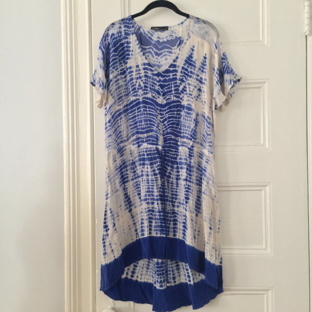 Gypsy 05 Silk Tie Dye High Low Drawstring Waist Summer Dress Size Small